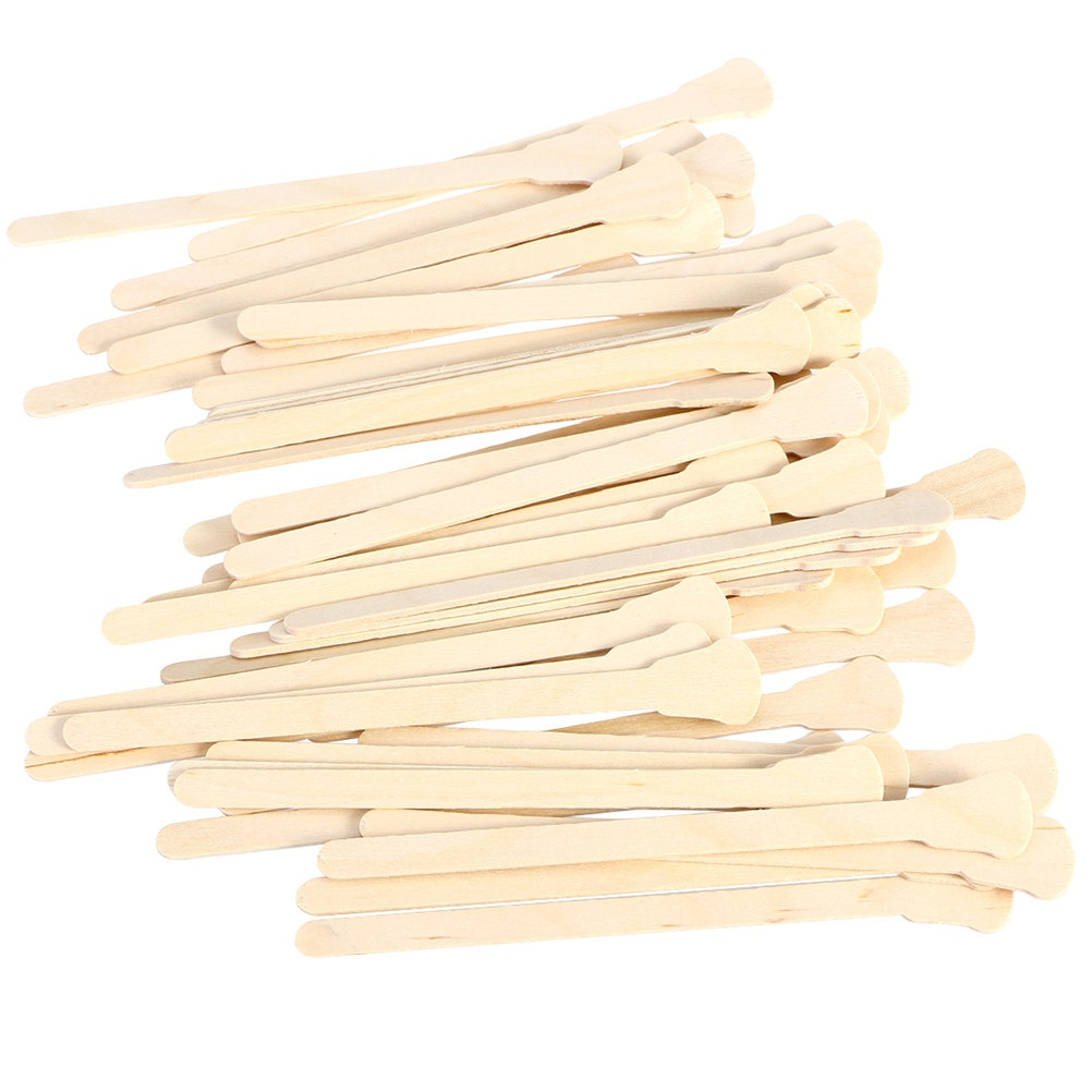 Hair Wax Stick - 500개 나무 왁싱 스패츌라 일회용 둥근