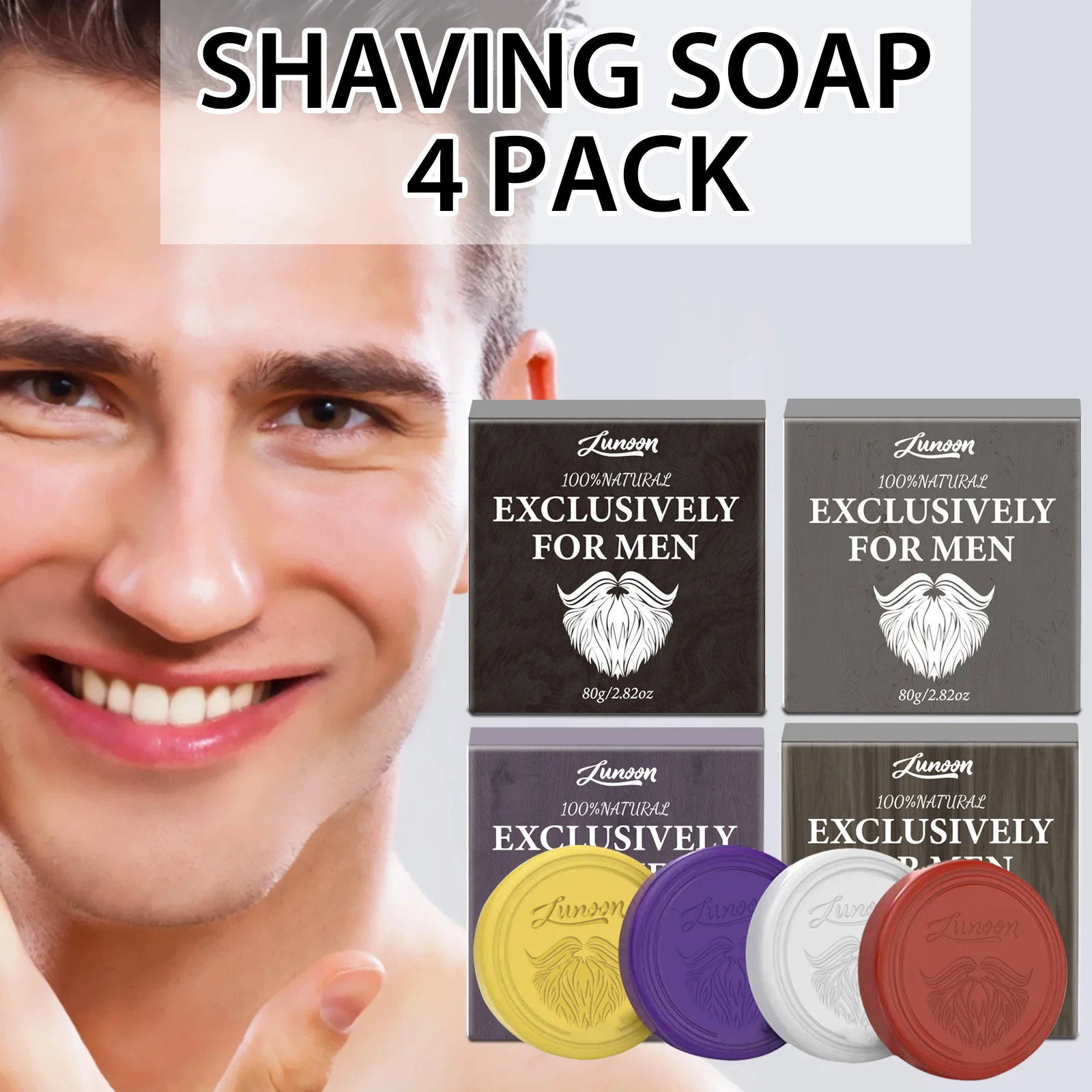 Men'S Beard Grooming - 4/1개 남성용 수제 면도 비누, 부드러운