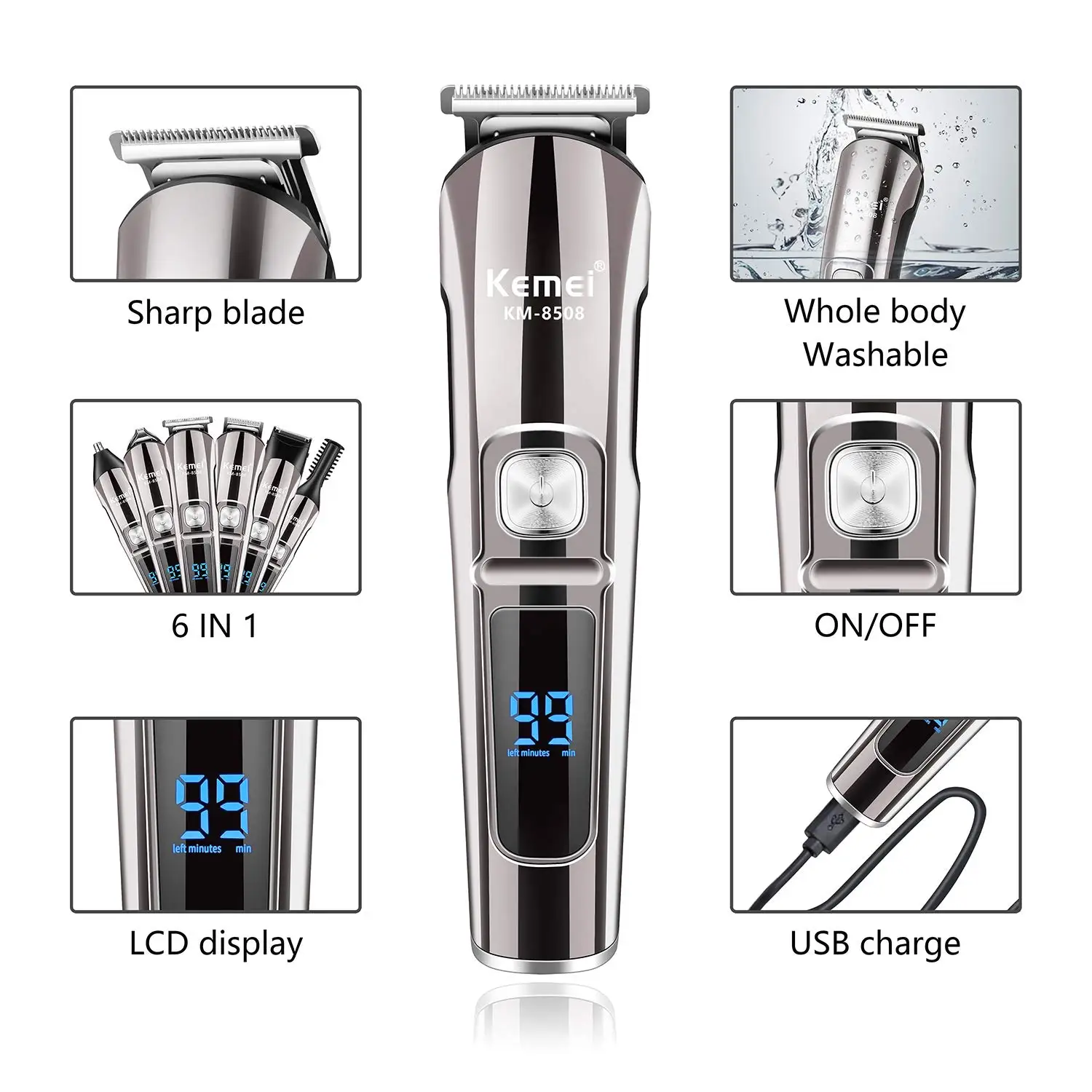 Kemei 전문가용 다기능 수염 트리머 방수 6 in  - Men'S Grooming Electric Trimmer 리뷰 및 가격